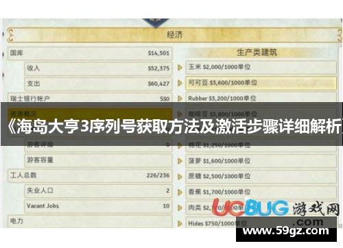 《海岛大亨3序列号获取方法及激活步骤详细解析》
